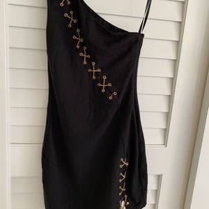 Hours black one shoulder dress